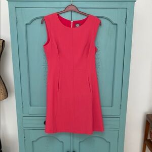 Vince Camuto Pink Sheath Midi Dress Crew Neck Sleeveless